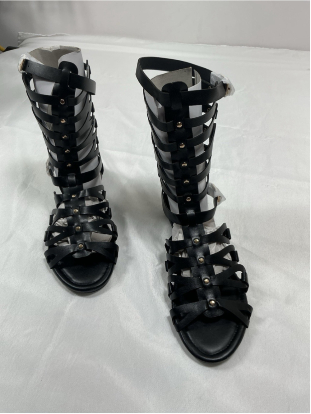 Womans New Rome Midcalf Strappy Gladiator Sandals 10 Black